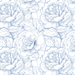 Peony Sketch in Twilight Blue