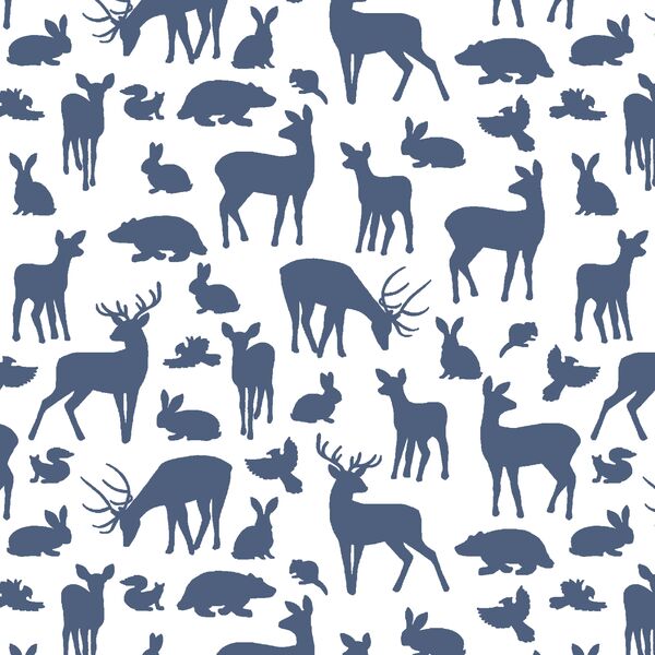 Forest Friends in Midnight on White