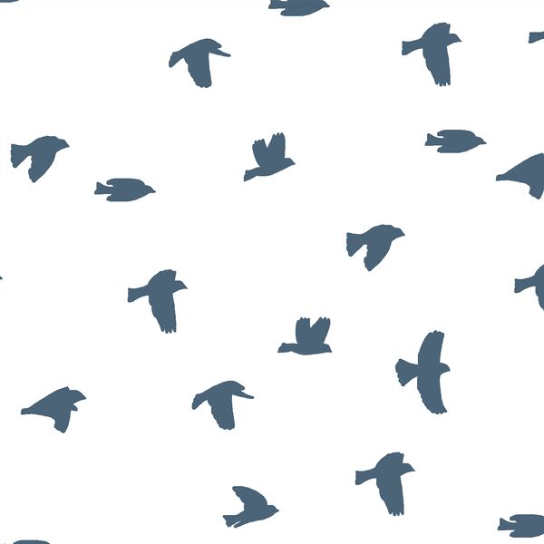Flock Silhouette in Twilight on White