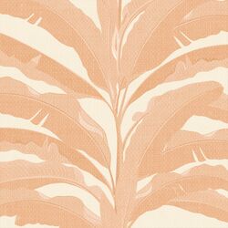Large Palm in Coral on Light Cream