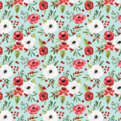 Little Winter Roses in Aqua