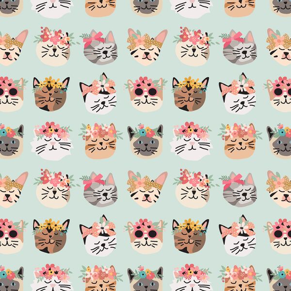 Flower Cats in Mint
