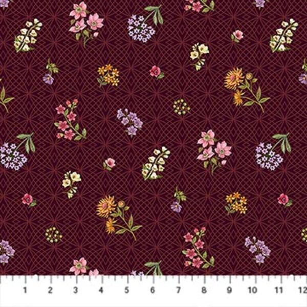 Small Tossed Floral in Maroon Multi