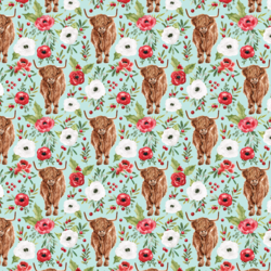 Little Festive Highland Cow in Aqua