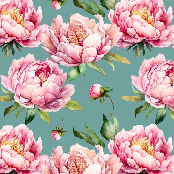 Bouquet of Peonies in Pond Blue