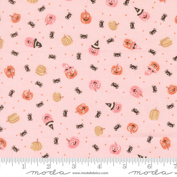 Friendly Pumpkin and Spiders in Pink