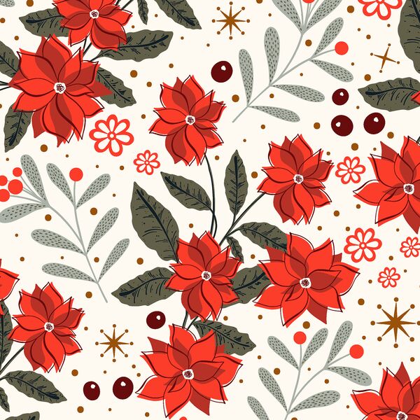 Festive Poinsettia in Winter White