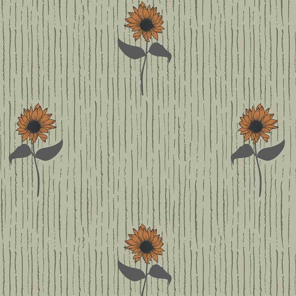 Golden Blooms in Moss Green
