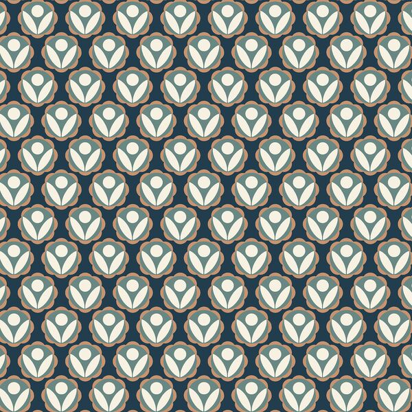 Vintage Geo in Evening Blue