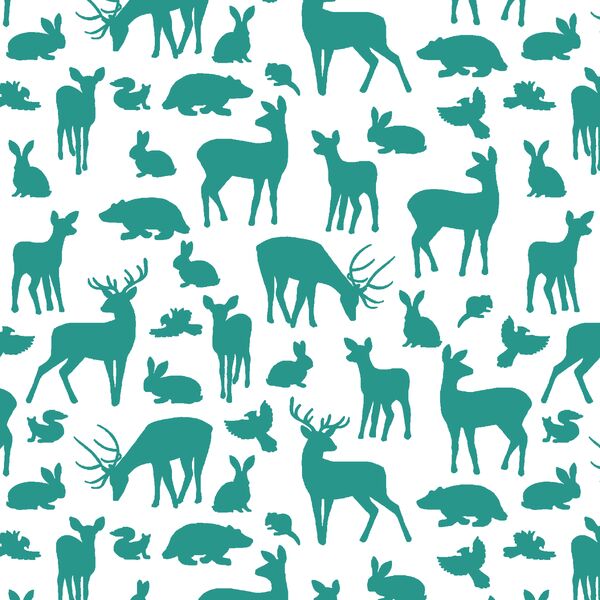 Forest Friends in Jade on White