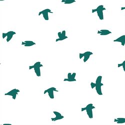 Flock Silhouette in Emerald on White