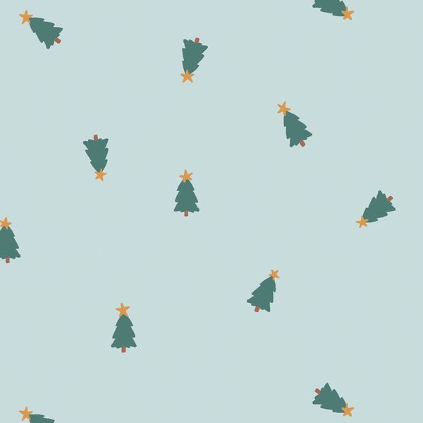 Tiny Tossed Christmas Trees in Ice Winter Blue and Pine Green