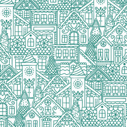 Gingerbread Village in Turquoise