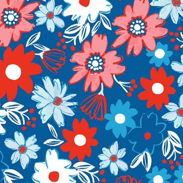 Large Bold Florals in True Blue