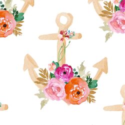 Large Floral Anchor in Coral and Pink