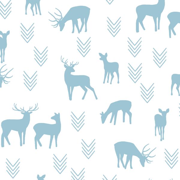 Deer Silhouette in Bluebell on White