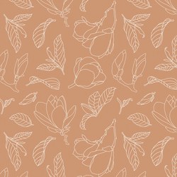 Magnolia Line Art in Cream on Tawny