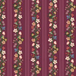 Floral Trellis Stripe in Burgundy