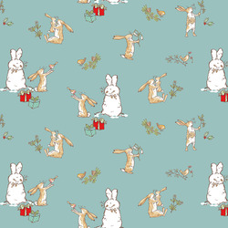 Bunny Scenes in Teal
