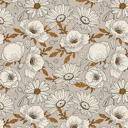 Poppies and Daisies in Dove Grey