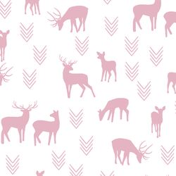 Deer Silhouette in Carnation on White