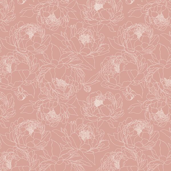 Sketched Garden in Vintage Pink