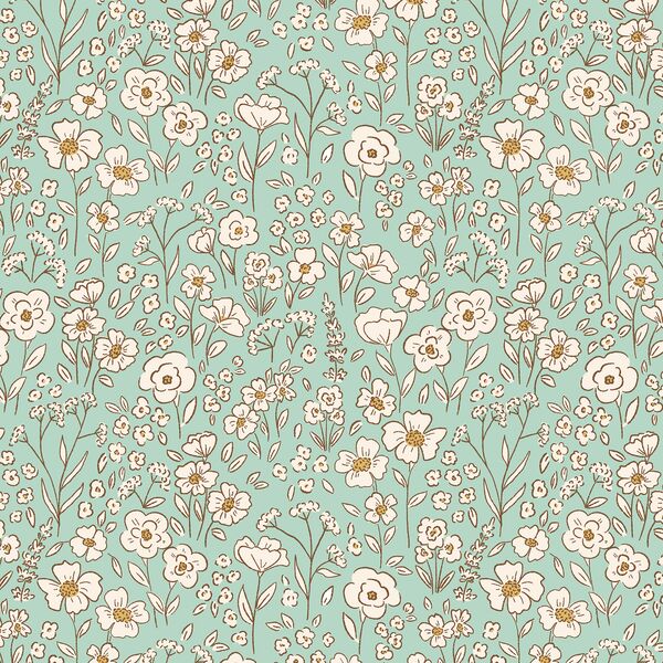 Wildflower Garden in Aqua Sky