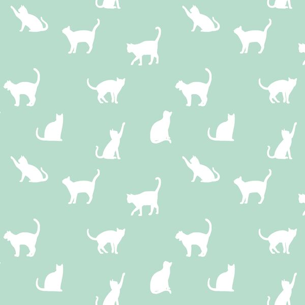 Cat Silhouette in Mint