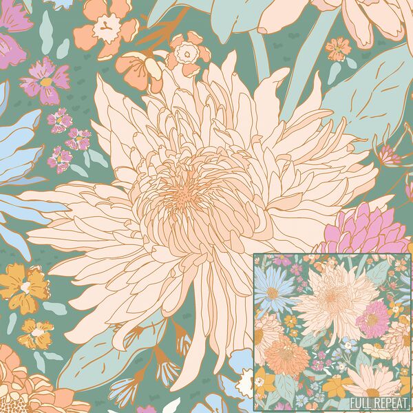 Large Blooms in Willow Green