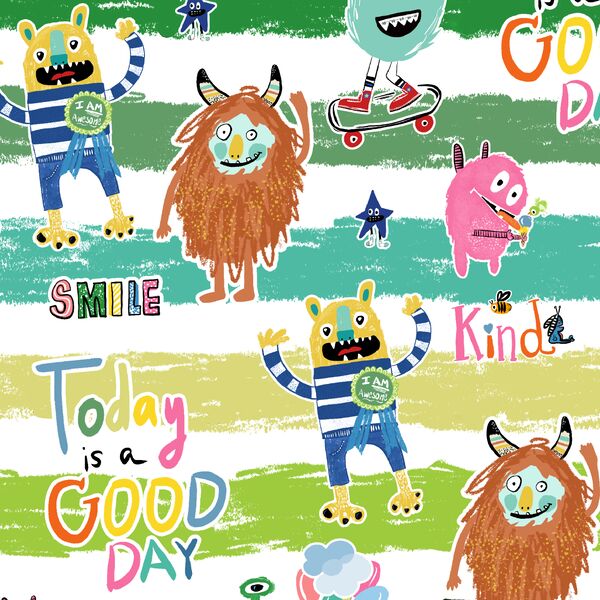 Big Monster Quotes in Green Stripe
