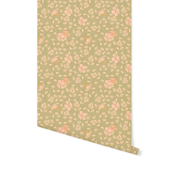 Scattered Florals in Light Olive