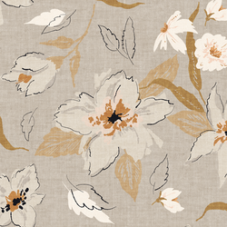 Large Freehand Floral in Dove Grey