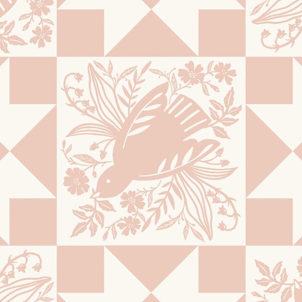 Dove Tile Faux Patchwork in Tissue Pink