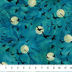 Flying Ravens in Teal