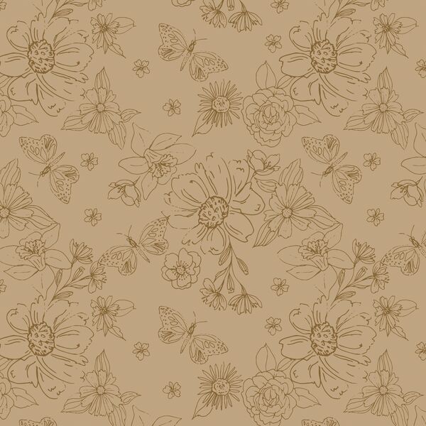 Sketched Florals in Mocha