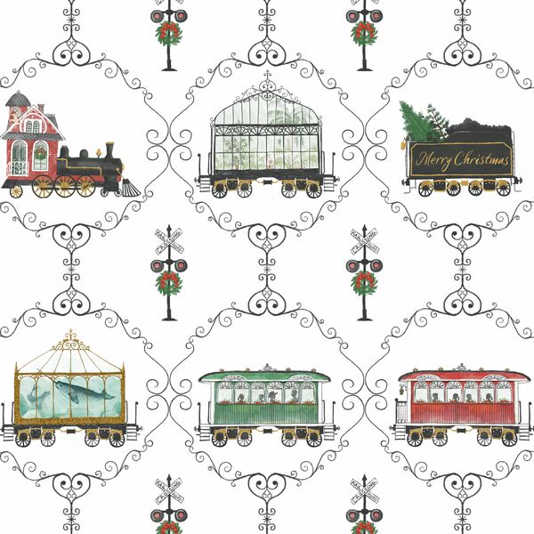 Large Decorative Christmas Trains in Holiday