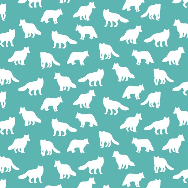 Little Fox Silhouette in Seafoam