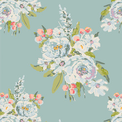 Summer Roses in Sky Blue
