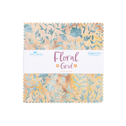 Expressions Batiks 5" Square Pack in Floral Grid Old China