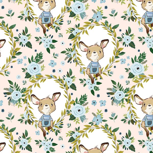 Large Floral Baby Boy Kangaroo in Pink