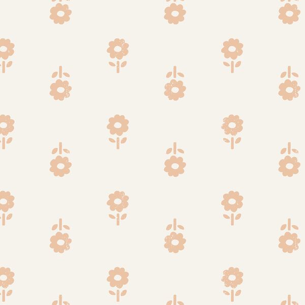 Large Folk Daisy Blockprint in Sweet Almond Creme