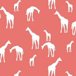 Giraffe Silhouette in Living Coral
