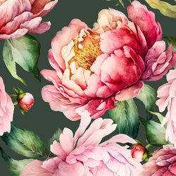 Large Blooming Peonies in Garden Green