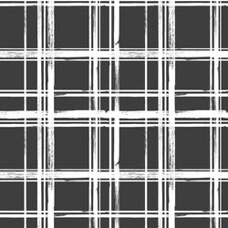 Painted Plaid in White on Onyx