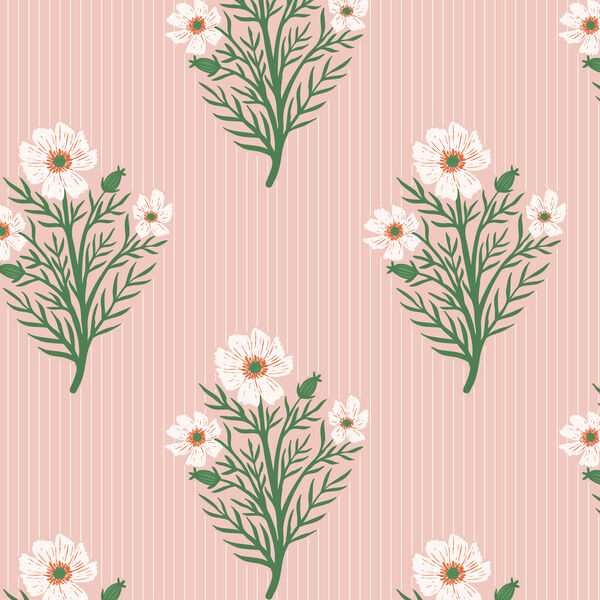 A Field of Stripes and Flowers in Pink