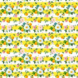 Small Orange Blossoms in Lemon Stripes