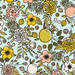 Bold Floral in Light Aquamarine