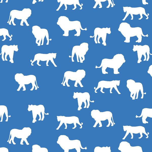 Lion Silhouette in Cerulean