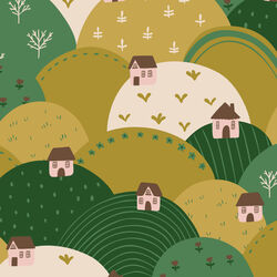Patchwork Hills in Green Olive