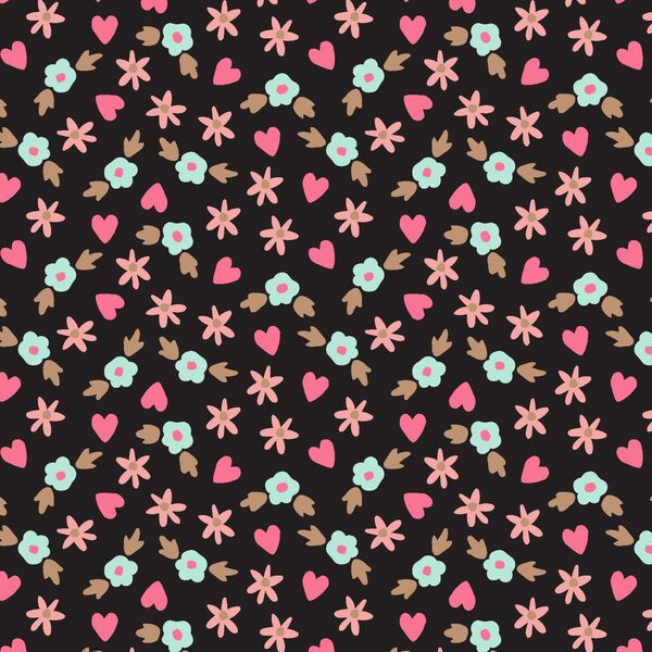 Floral Hearts in Ebony